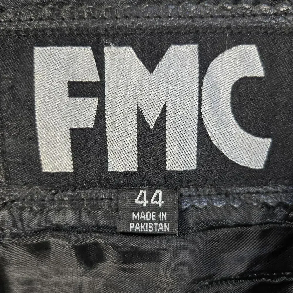 FMC Vintage Black Leather Biker Vest Lace-up Sides 4 Pockets Men's Size 44 Y2K - Picture 7 of 9